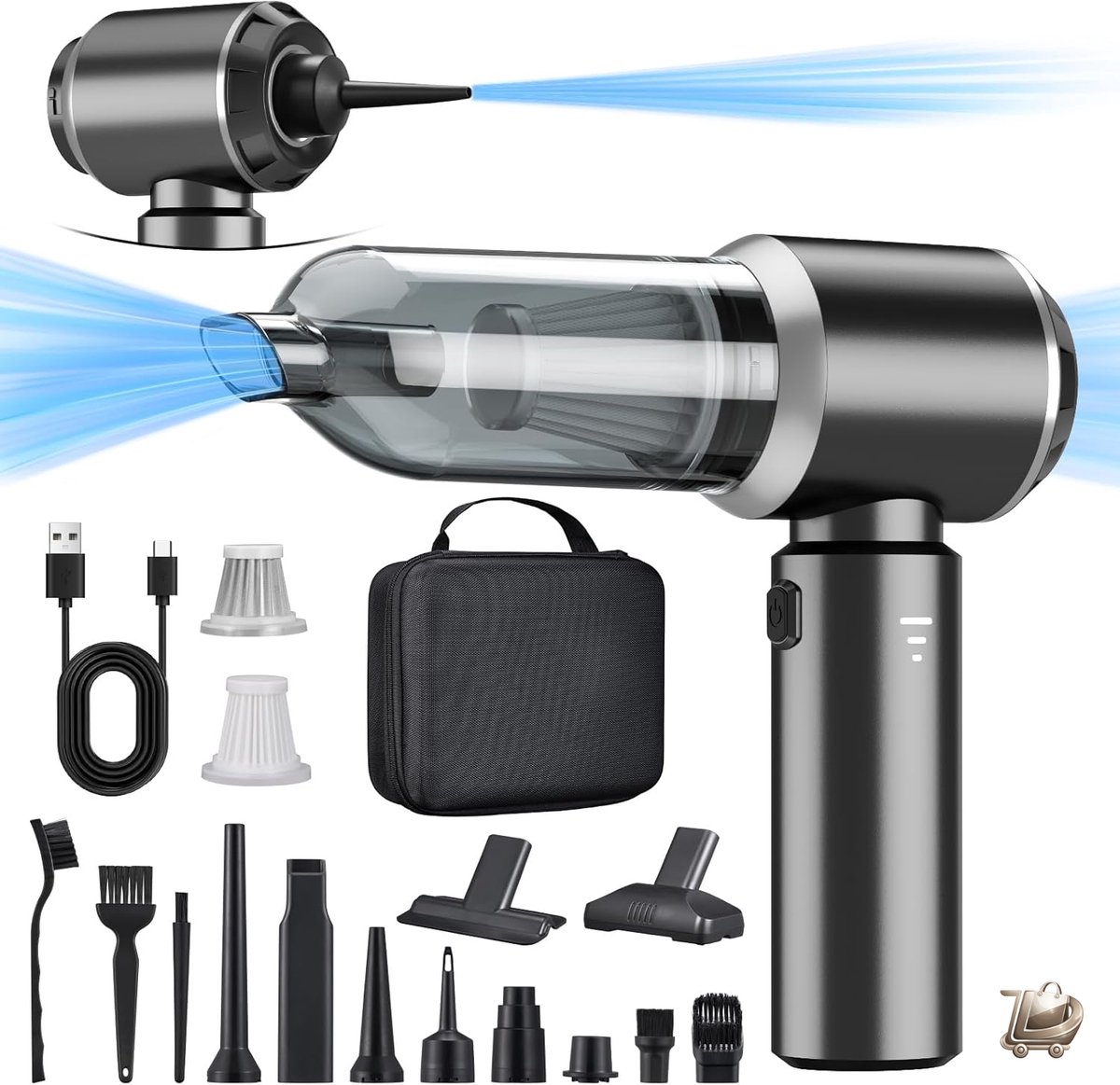 2-in-1 Draadloze Handstofzuiger 18000PA met 3 Snelheden - 2-in-1 - €79,95