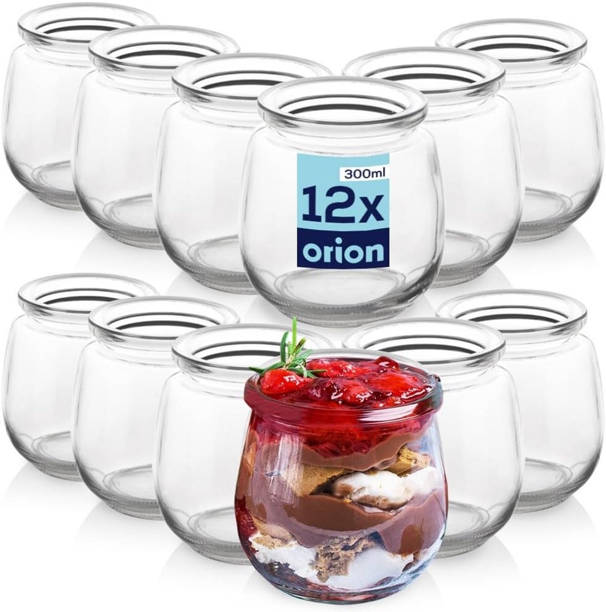 12x Glazen Potjes 300 ml voor Yoghurt, Desserts of Inmaken