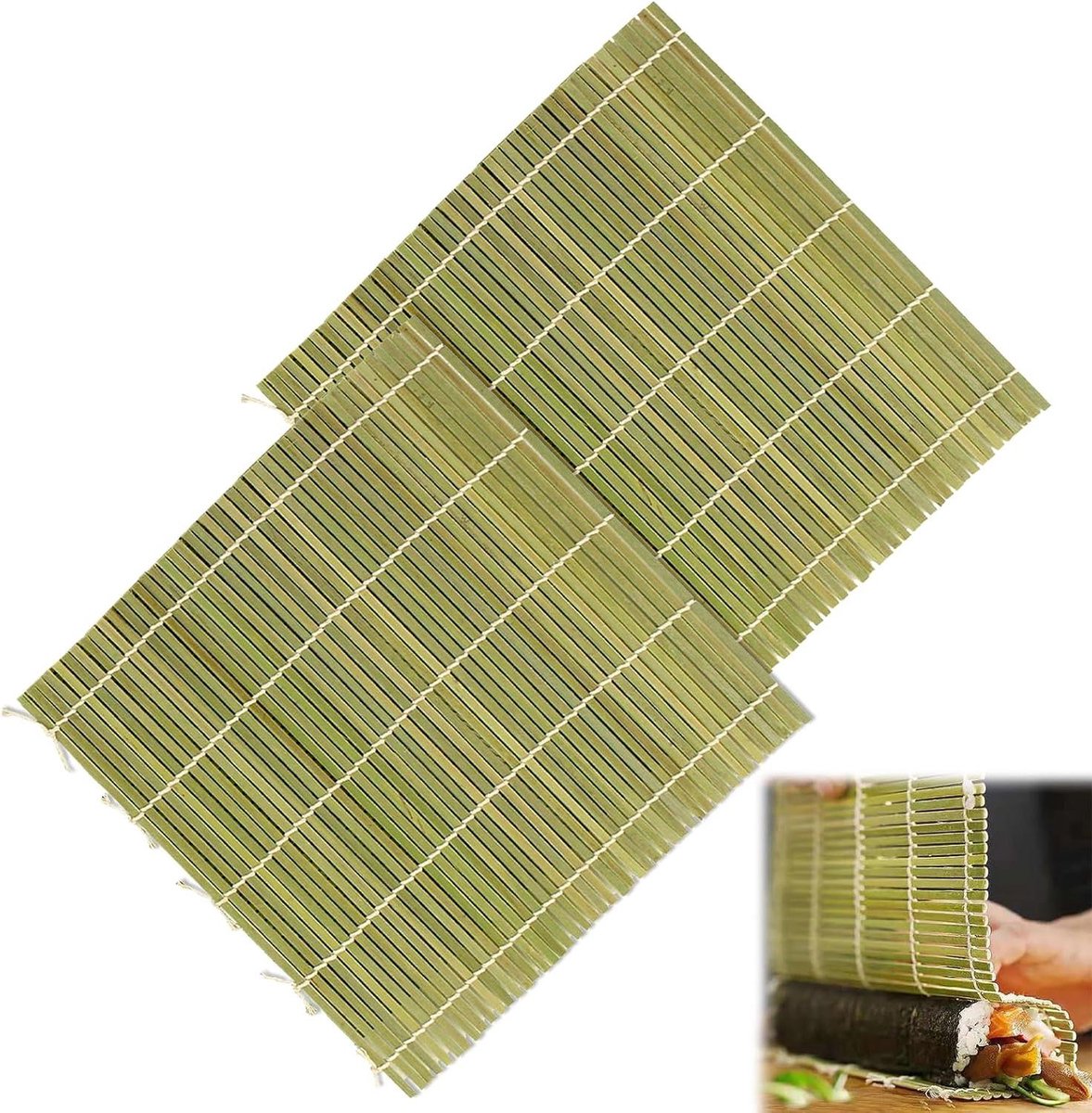 Natuurlijke bamboe sushi mat - set van 2 - sushi rollen en maken