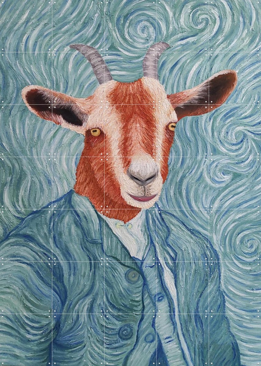 IXXI Van Goat, Julia Kostyuk & Van Gogh 21st Century - 100 x 140 cm - Gratis ophangtool - Grote wanddecoratie en posters - Kleurrijk, Speels