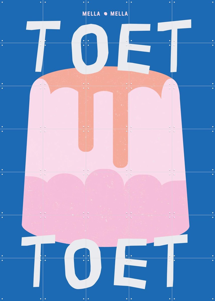 IXXI Toet blauw, Mella Mella - 100 x 140 cm - Gratis ophangtool - Grote wanddecoratie en posters - Grafisch Ontwerp, Pop art, Kleurrijk, Illustraties
