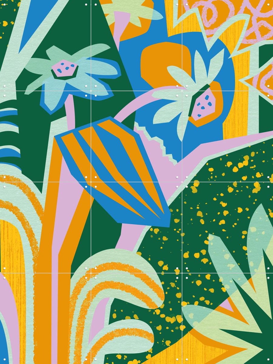 IXXI Handful Of Daisies Blue, Megan Gallagher - 60 x 80 cm - Gratis ophangtool - Grote wanddecoratie en posters - Grafisch Ontwerp, Abstract, Digitale