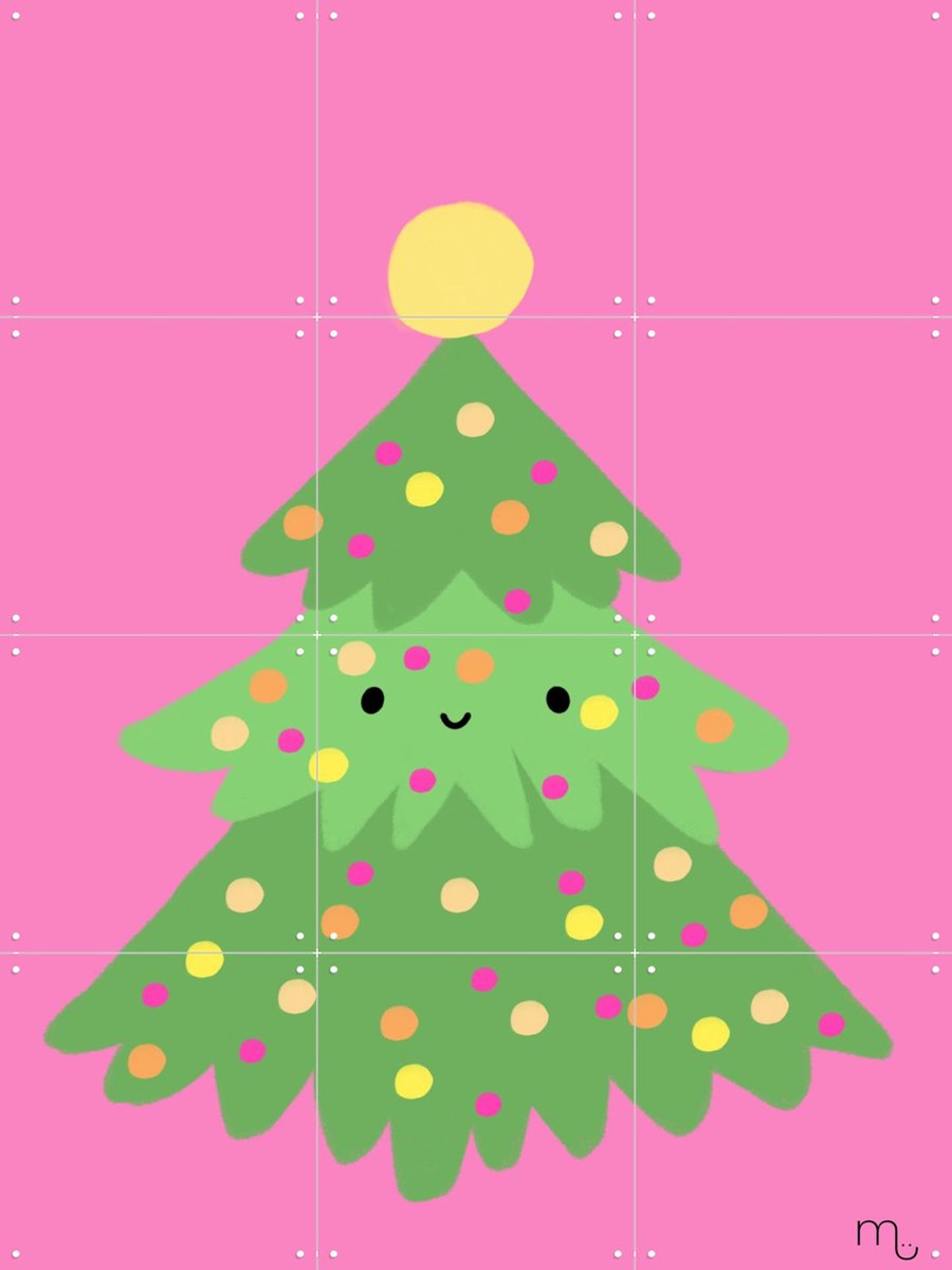 IXXI Kerstboom, Stadse Spruiten | door Miek illustreert - 60 x 80 cm - Gratis ophangtool - Grote wanddecoratie en posters - Cartoonesk, Speels
