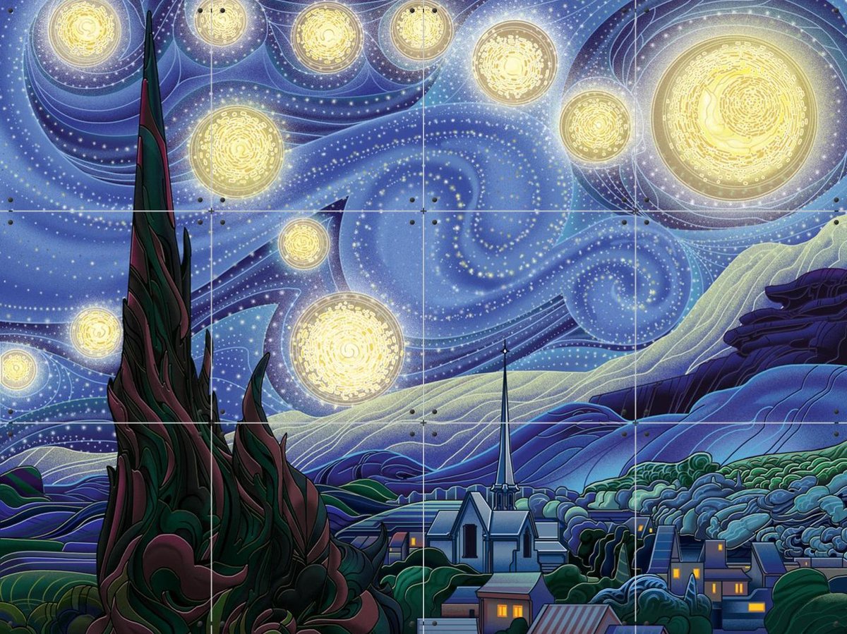 IXXI Starry Night, Studio Muti & Van Gogh 21st Century - 80 x 60 cm - Gratis ophangtool - Grote wanddecoratie en posters - Digitale Kunst, Klassiek