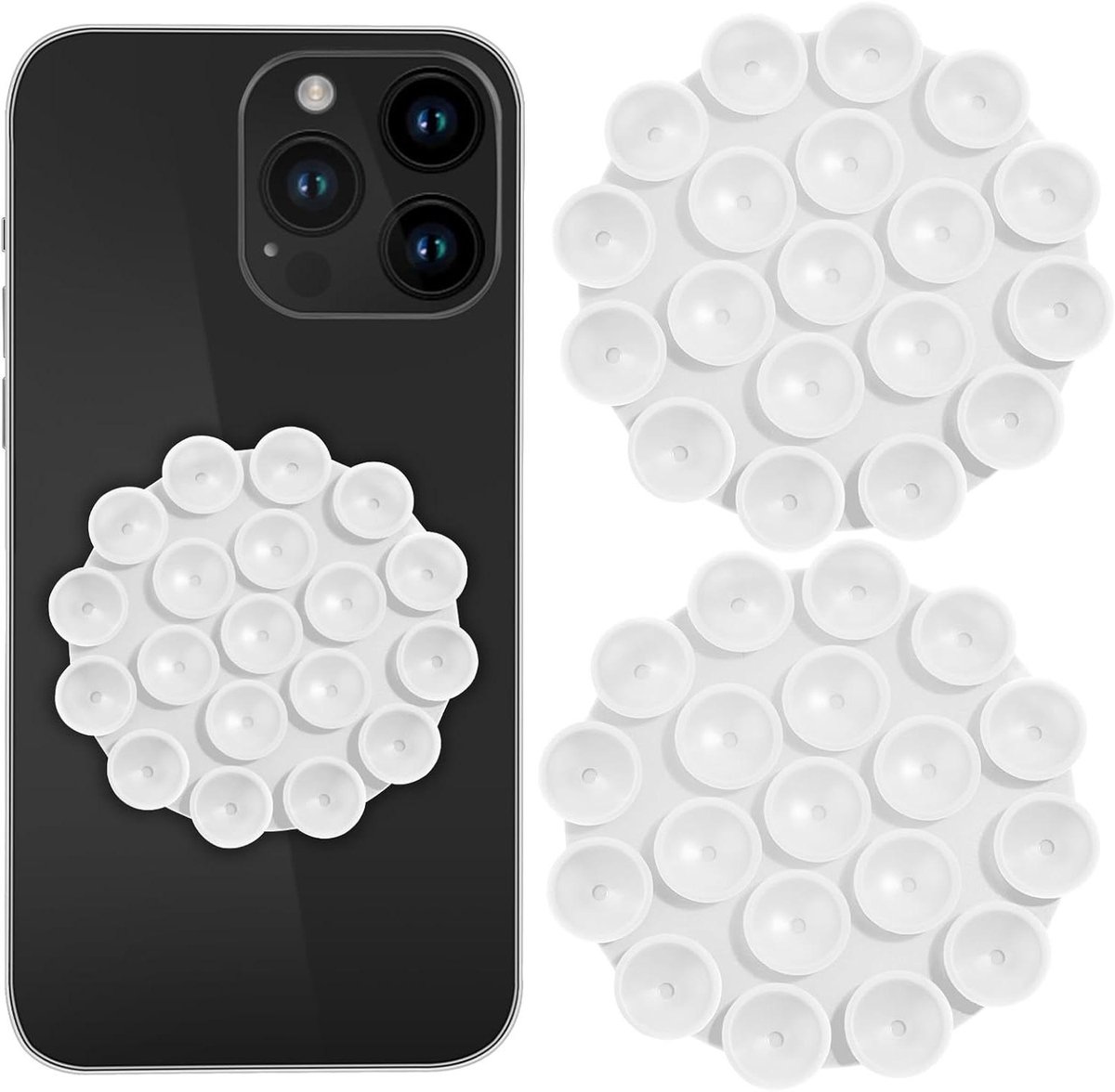 Siliconen zuignap telefoonhouder voor video's en selfies, zelfklevend, anti-slip, wit