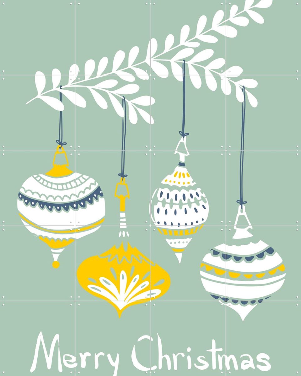 IXXI Cheerful little Christmas Baubles - Mint, Annick & Various - 80 x 100 cm - Gratis ophangtool - Grote wanddecoratie en posters - Grafisch Ontwerp