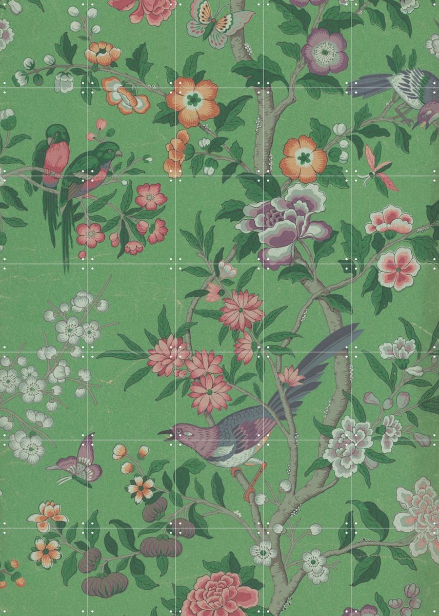 IXXI Chinese Magpie, Victoria and Albert Museum - 100 x 140 cm - Gratis ophangtool - Grote wanddecoratie en posters - Kleurrijk, Vintage