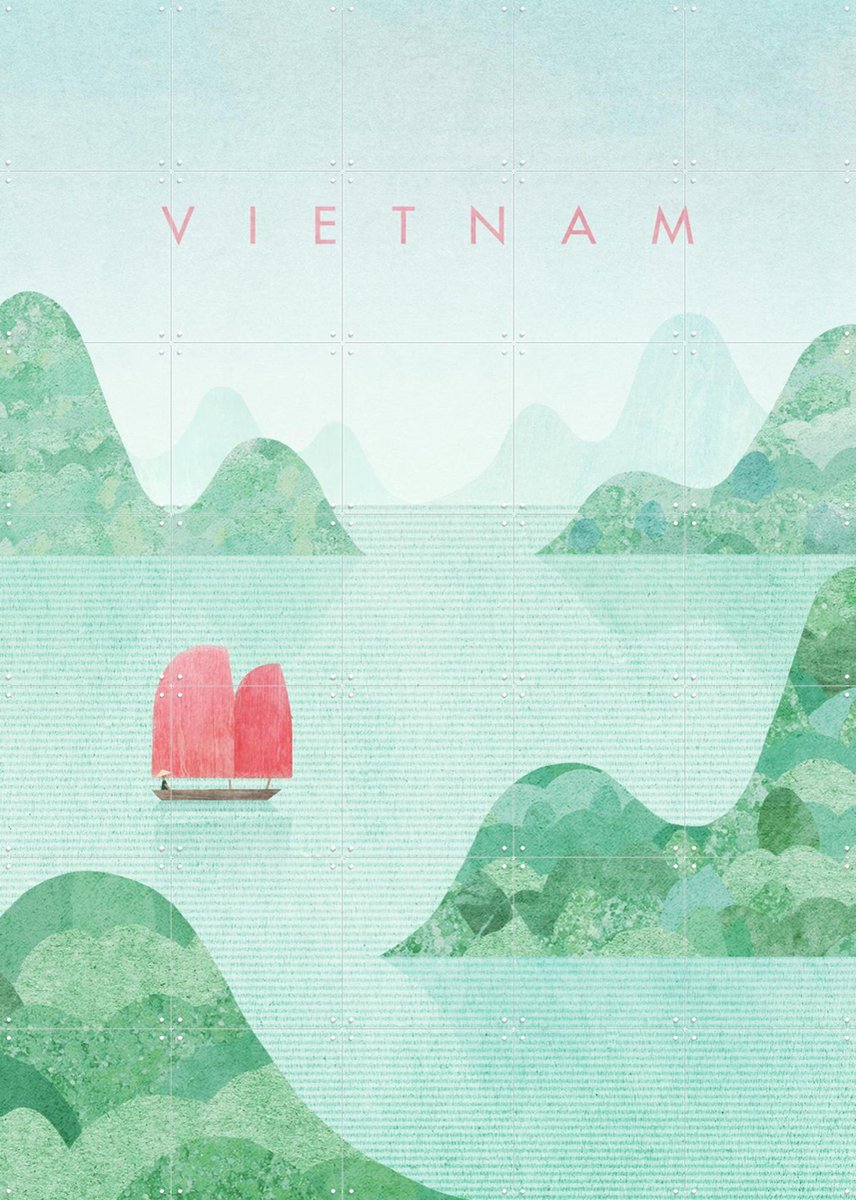 IXXI Vietnam, Henry Rivers - 100 x 140 cm - Gratis ophangtool - Grote wanddecoratie en posters - Kleurrijk, Illustraties, Digitale Kunst, Grafisch