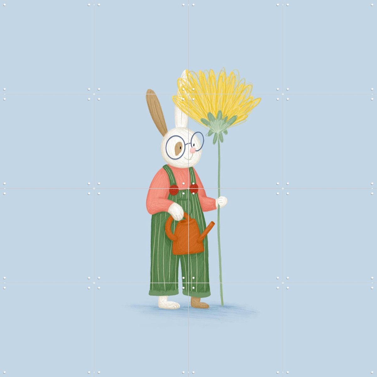 IXXI Gardener Rabbit, Studio Phie - 80 x 80 cm - Gratis ophangtool - Grote wanddecoratie en posters - Speels, Fantasierijk, Cartoonesk, Illustraties