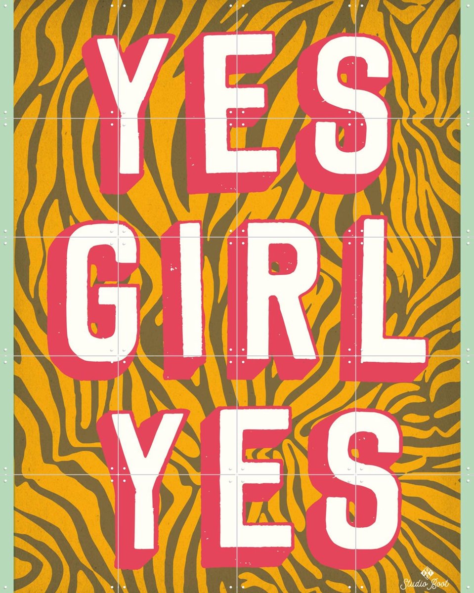 IXXI Yes Girl Yes, Studio Boot - 80 x 100 cm - Gratis ophangtool - Grote wanddecoratie en posters - Speels, Grafisch Ontwerp, Pop art, Illustraties