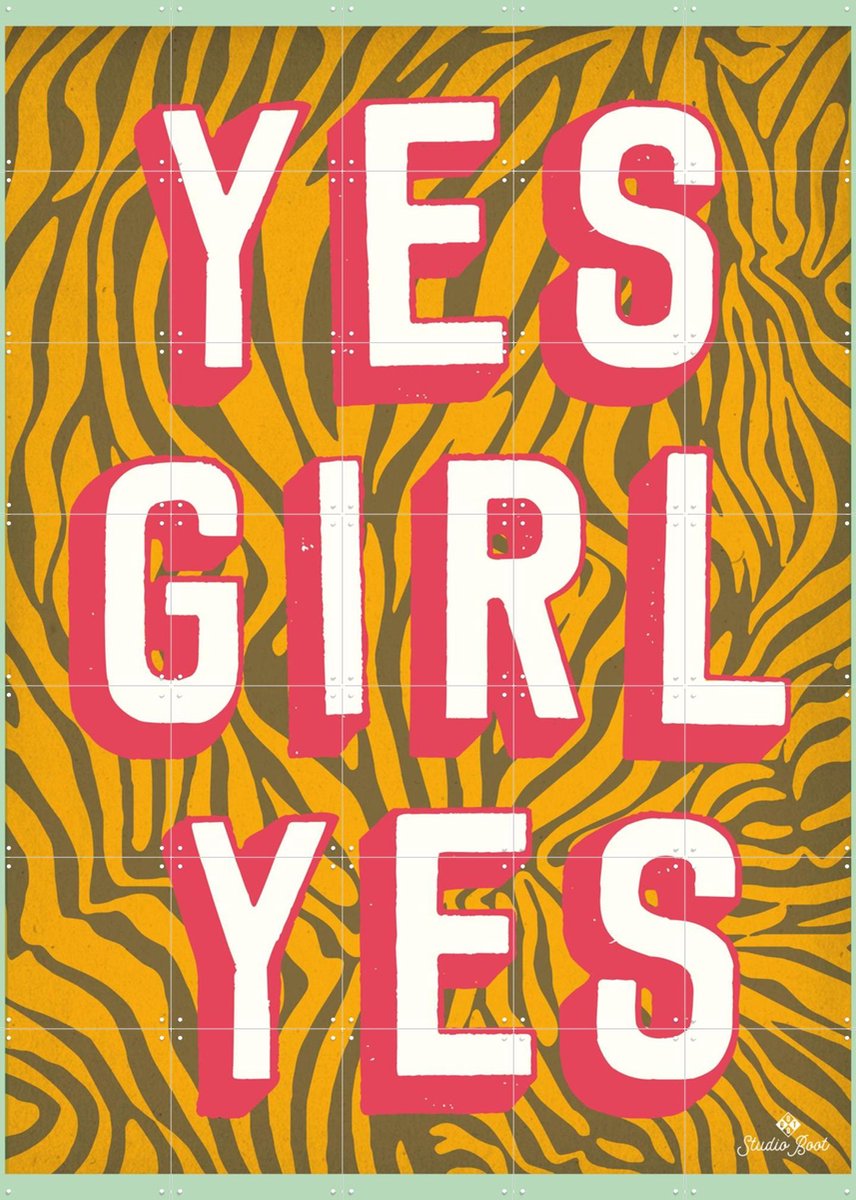 IXXI Yes Girl Yes, Studio Boot - 100 x 140 cm - Gratis ophangtool - Grote wanddecoratie en posters - Speels, Grafisch Ontwerp, Pop art, Illustraties