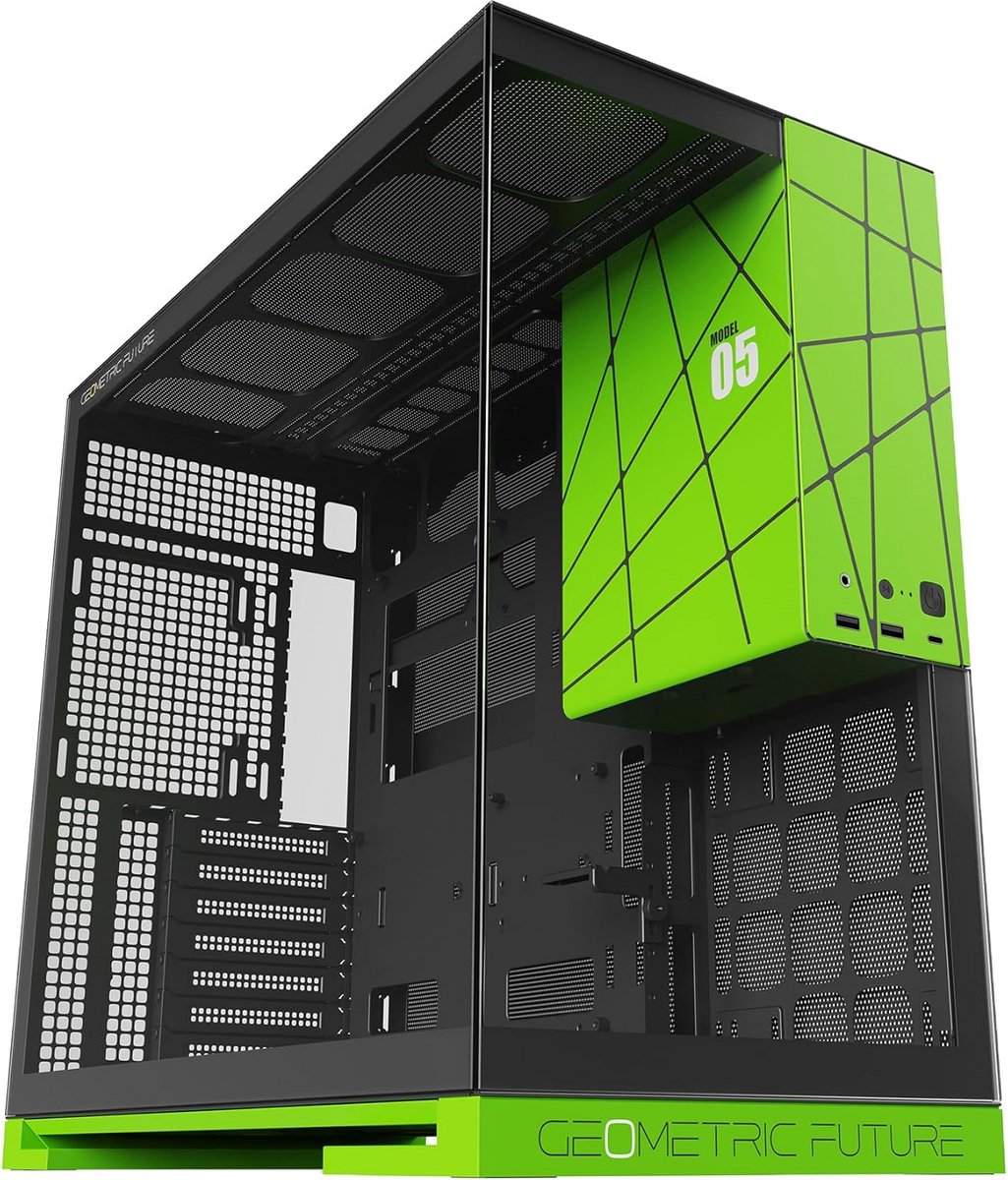 E-ATX/ATX Gaming PC Behuizing Mid Tower met Gehard Glas en Dual-Chamber Ontwerp