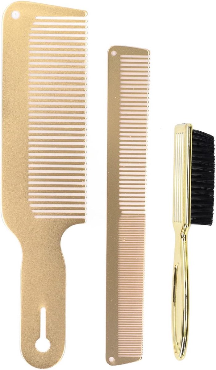 Kam Set 3-delige Styling Kam Borstel Brede Tand Lang Krullend Goud Mannen