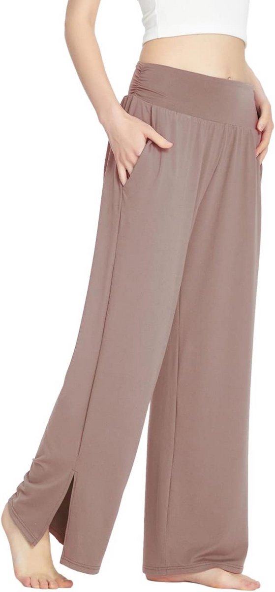 Dames Wijde Pijp Yogabroek Hoge Taille Losse Joggingbroek met Zakken