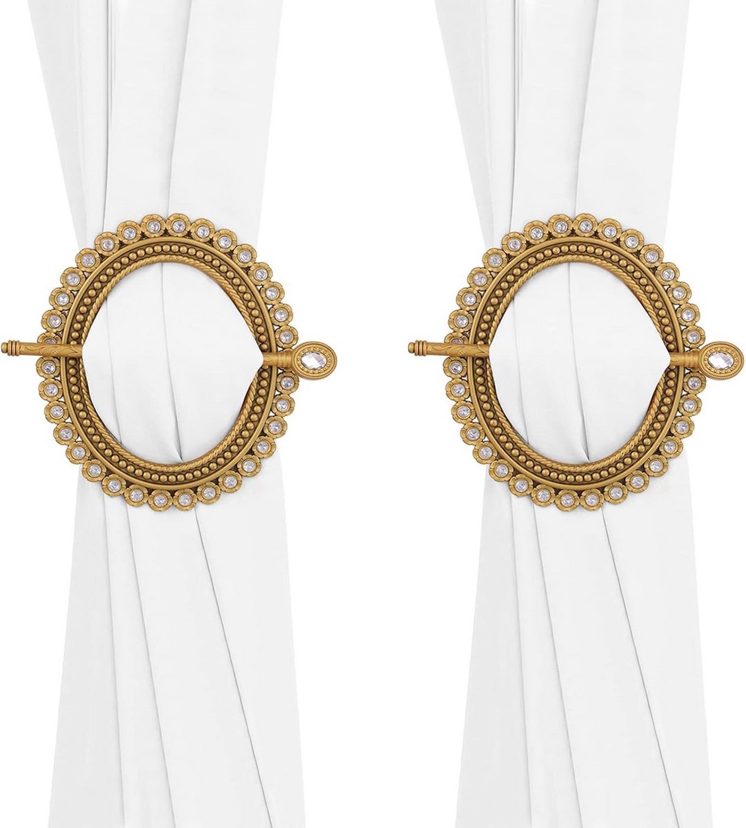 Set van 2 Gouden Gordijnhouders en Roedes voor Decoratie