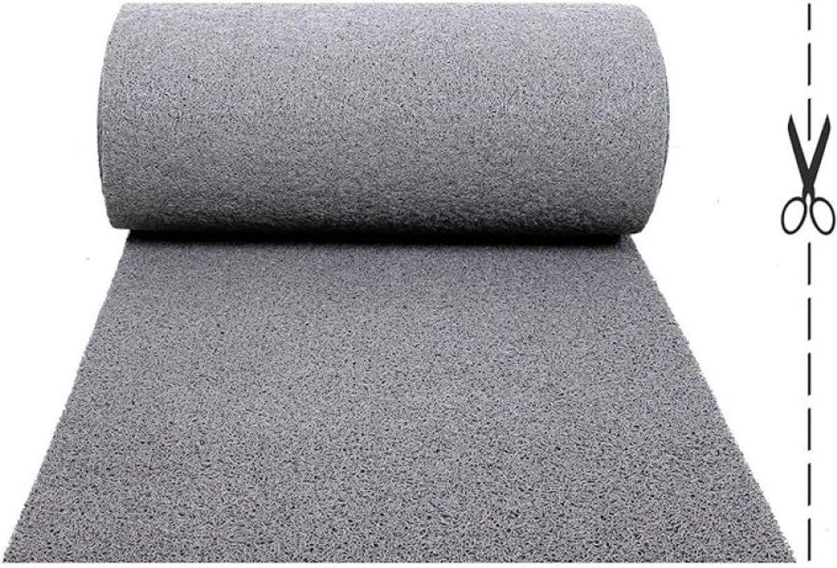 Stunq® Twist Grijze buitenmat - Vinyl krullentapijt met antislip en drainage - Wasbare deurmat 100 x 200 cm
