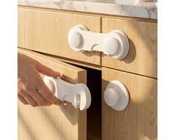 Allecto- Veiligheidsset met 12 stuks - Kasten en lades - Beveiliging - Lijm - Kinderbescherming - Geschikt voor alle kasten en lades - Wit - Gemakkelijke montage met lijm, geen boren nodig.
