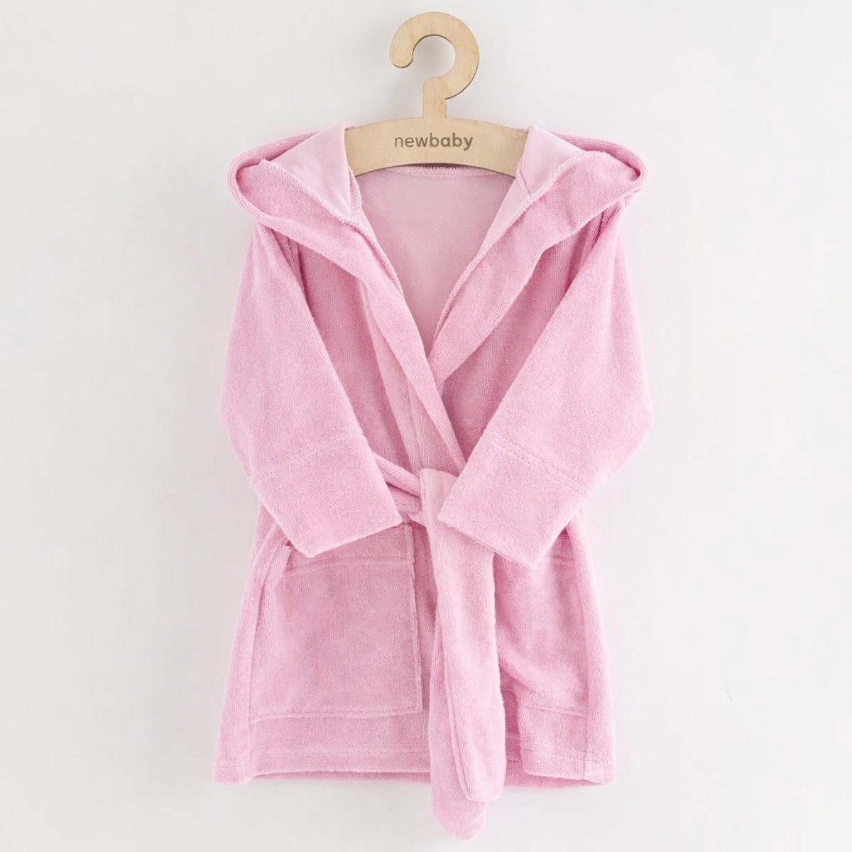 New Baby babybadjas met capuchon 92/98 roze - Kinderbadjas