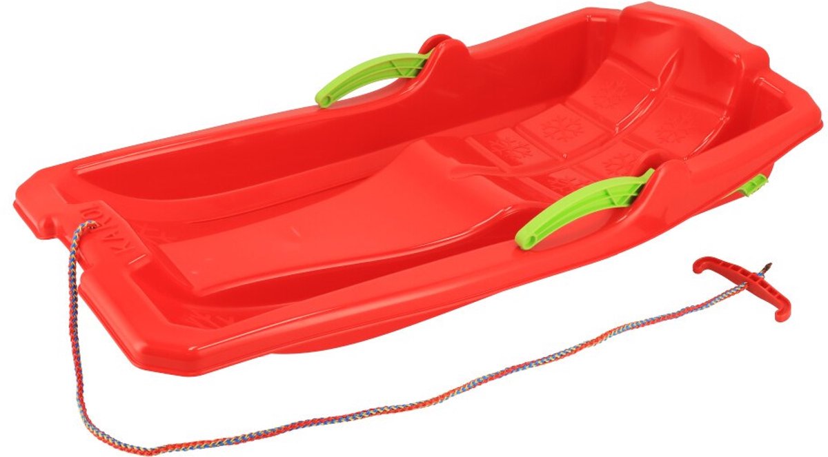 Baby Mix - Slee - Plastic bobslee met remmen rood - sneeuwslee - kunststof - CE-gecertificeerd - vorstbestendig - kinderen