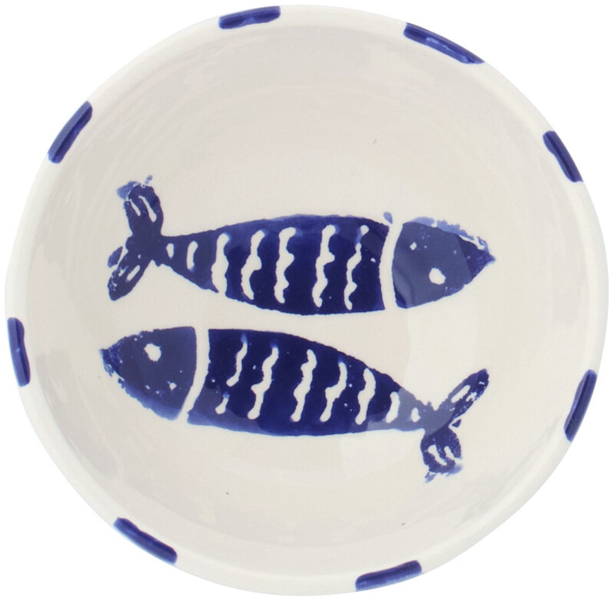 J-Line kom Vis Gestreept - keramiek - donkerblauw - small - 2 stuks