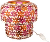 J-Line tafellamp Mozaïek - glas - roze/oranje - small