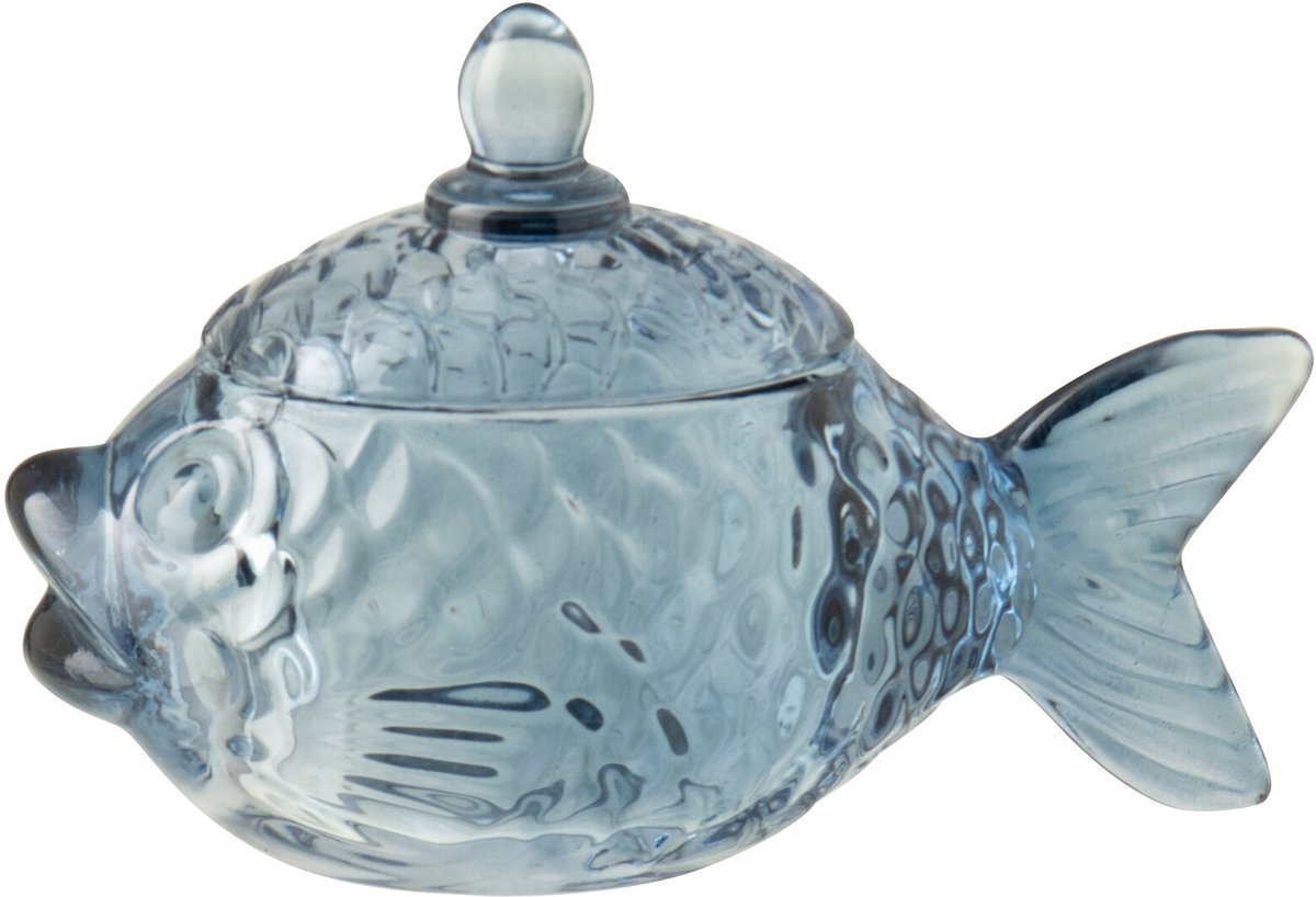 J-Line voorraadpot Vis - glas - blauw