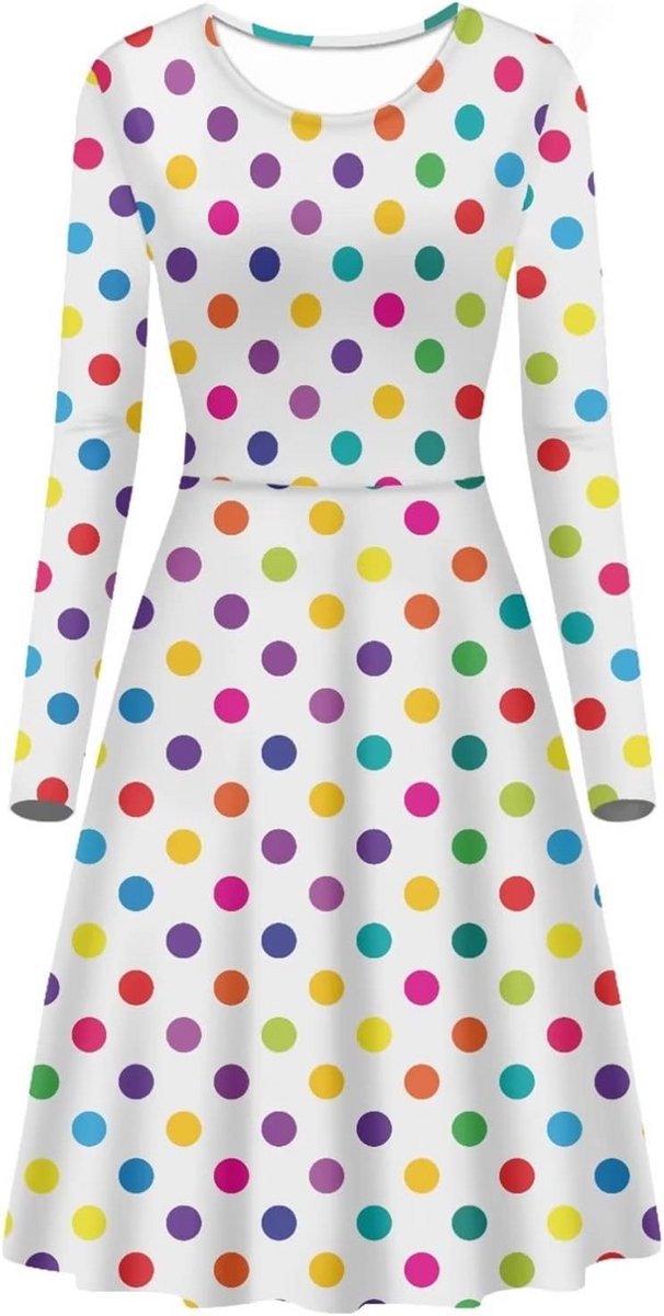 Dames Jurk Met Lange Mouwen A-lijn Midi Leren met 3D Print Plus Size