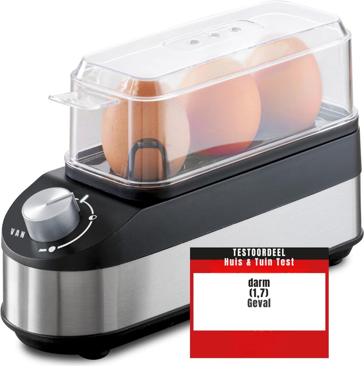 REN® Eierkoker Electrisch - Eierkoker - Eierkoker met Timer - van zacht tot hard - Voor 3 eiren - Zwart / Zilver - 22cm x 8cm x 14cm
