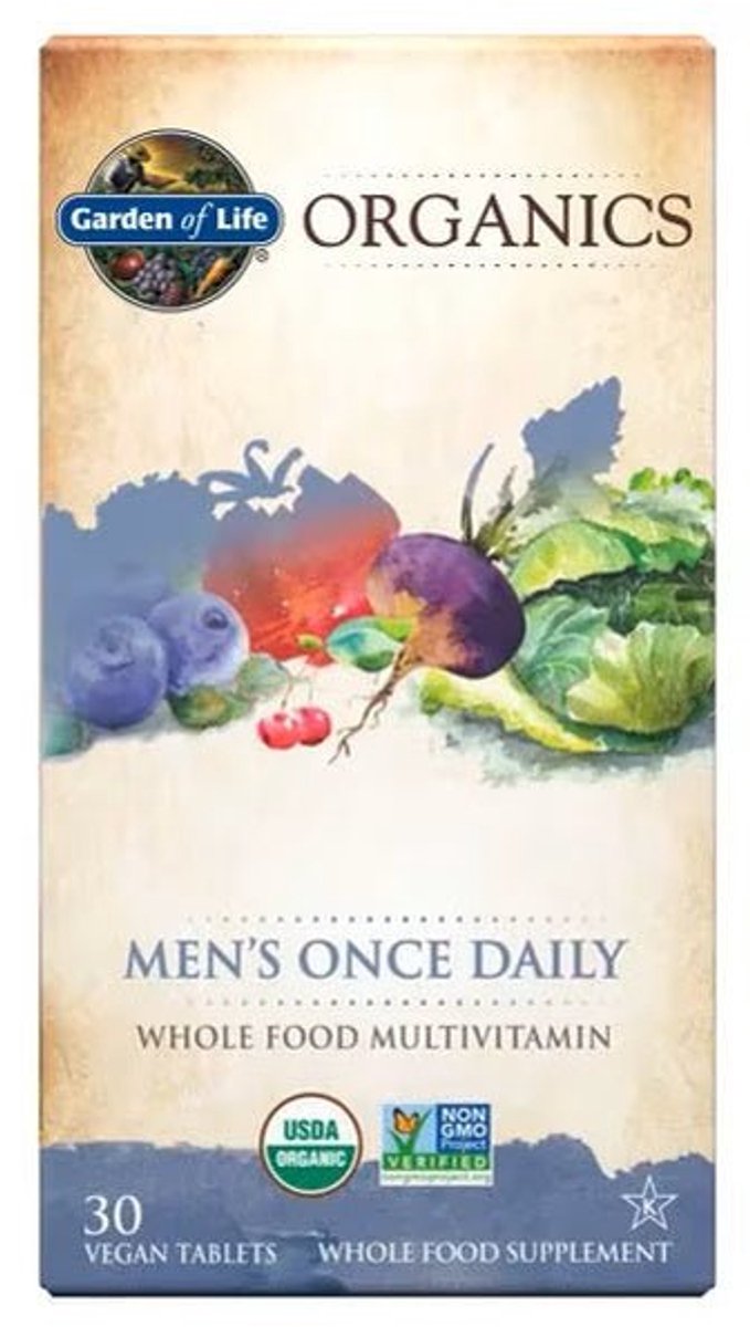 Garden of Life Organics Men’s Once Daily – Biologische Multivitamine voor Mannen - 30 tabletten - vitaminen uit groenten & fruit