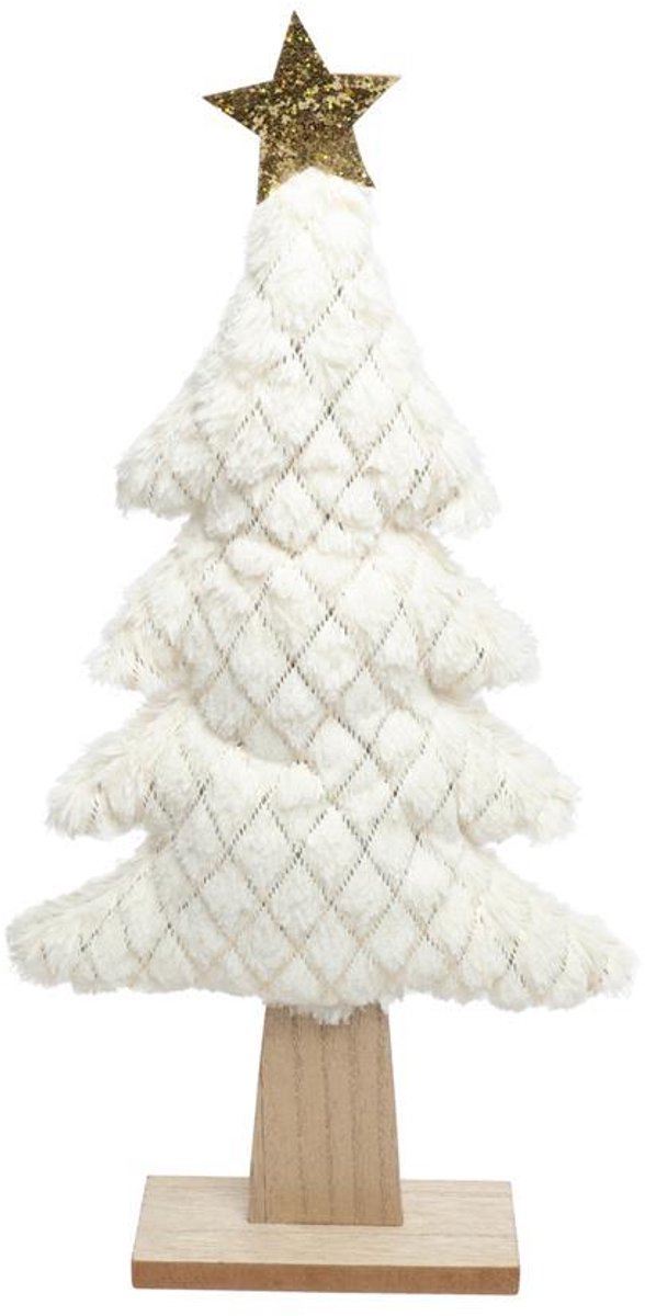 Countryfield kerstboom ornament wit pluche 24x5x45cm decoratie.