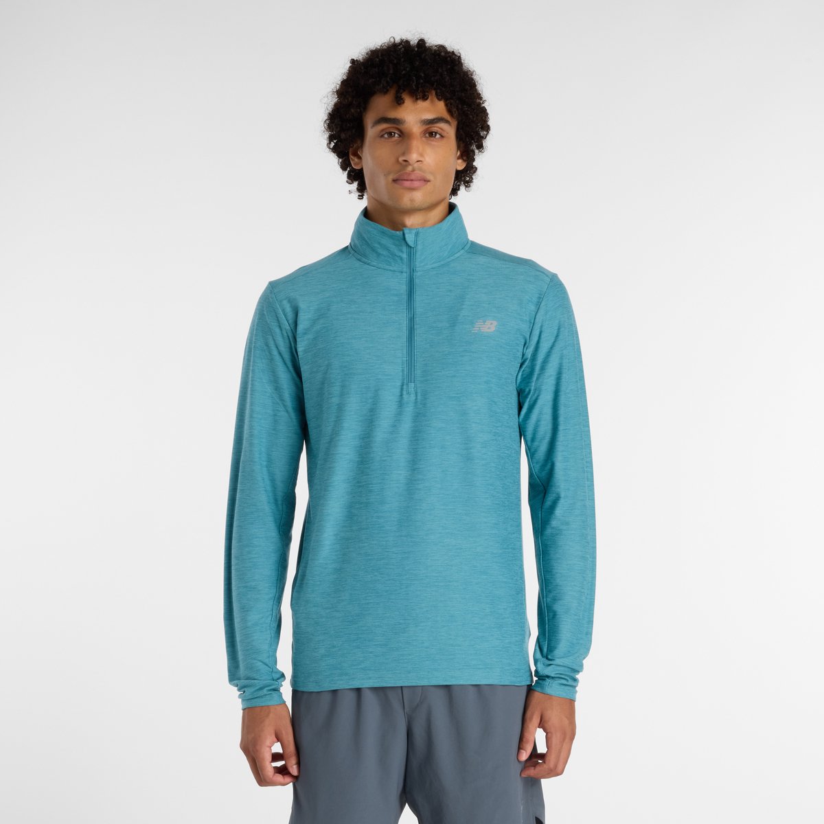 New Balance Space Dye 1/4 Zip Heren Sporttrui BIG HEATHER Turquoise