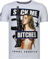 Young Rich Famous - Rhinestone T-shirt - Wit