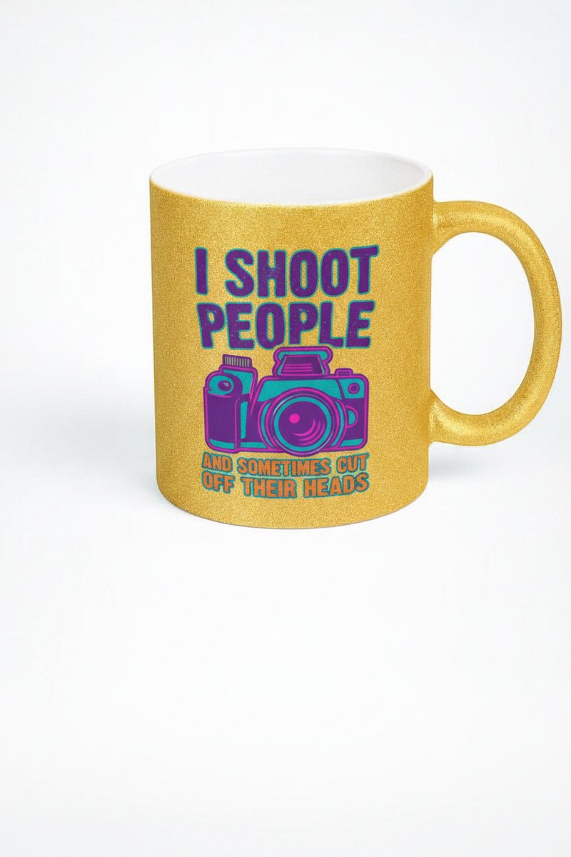 Grappige Gouden Glitter Mok - I Shoot People - Cadeau voor Fotografen