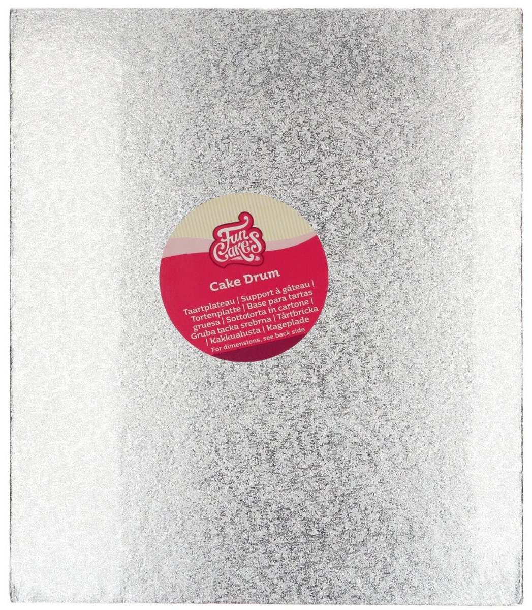 FunCakes Cake Drum Rechthoek - Zilver - 35,5x30,5 cm / 12 mm - Taartonderlegger - Taartkarton
