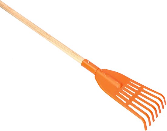KOTARBAU® Bladhark, Tuinhark van Kunststof, 7 Tanden, Oranje- met Houten Steel, Gazonhark, Waaierbezem, Lichtgewicht Hark, Stevige Hark, van Merkloos	 — afbeelding 3