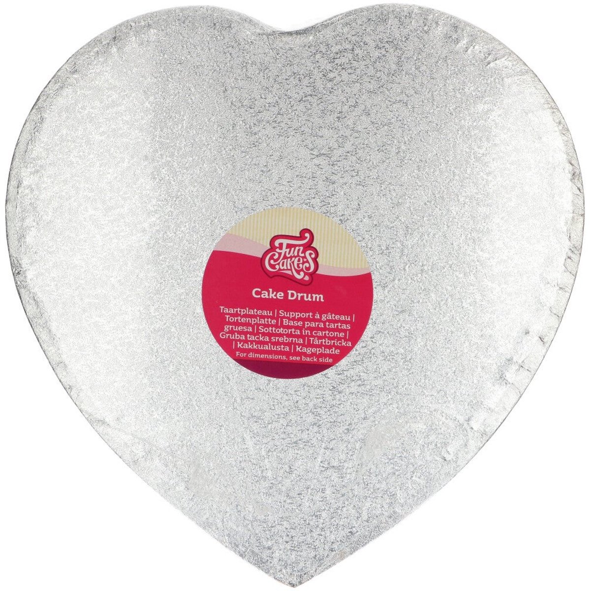 FunCakes Cake Drum Hart - Zilver - Ø33 cm / 12 mm - Taartonderlegger - Taartkarton