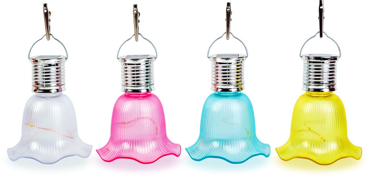 Hangende Solar Bloem – 3 Warm Witte LED’s – Op Zonne-Energie – 17,5 X 9,5 Cm – Automatisch Aan Bij Schemer – Voor Tuin, Balkon En Buitenverlichting [11737]