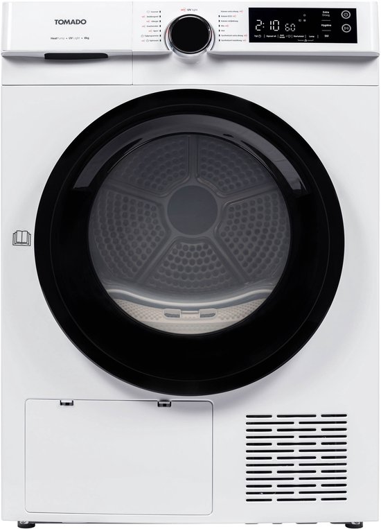 Tomado TDH8002W Warmtepompdroger - 8 kg - energieklasse C - 14 droogprogramma's - UV licht - 66 dB
