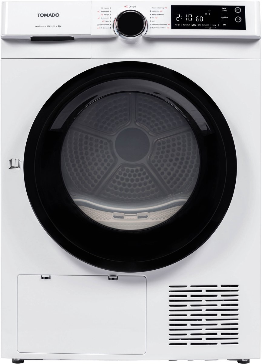 Tomado TDH8002W Warmtepompdroger - 8 kg - energieklasse C - 14 droogprogramma's - UV licht - 66 dB