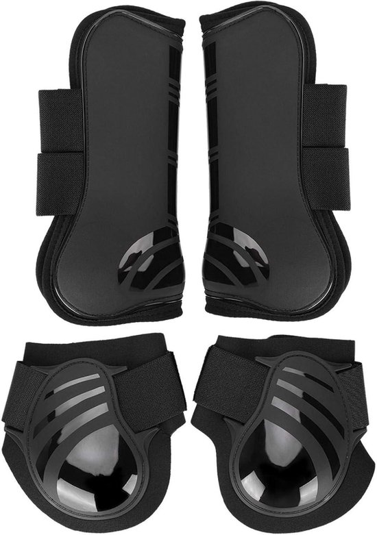 Foto: Paardenlaarzen ademend elastisch verdikking achterste beenbescherming training en wedstrijd maat l zwart 2 paar 