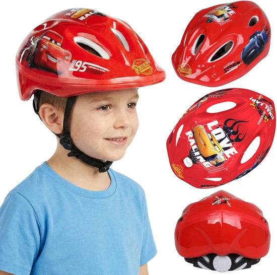 DISNEY Cars Veilige fietshelm voor jongens, lichtgewicht, verstelbaar 52-56 cm