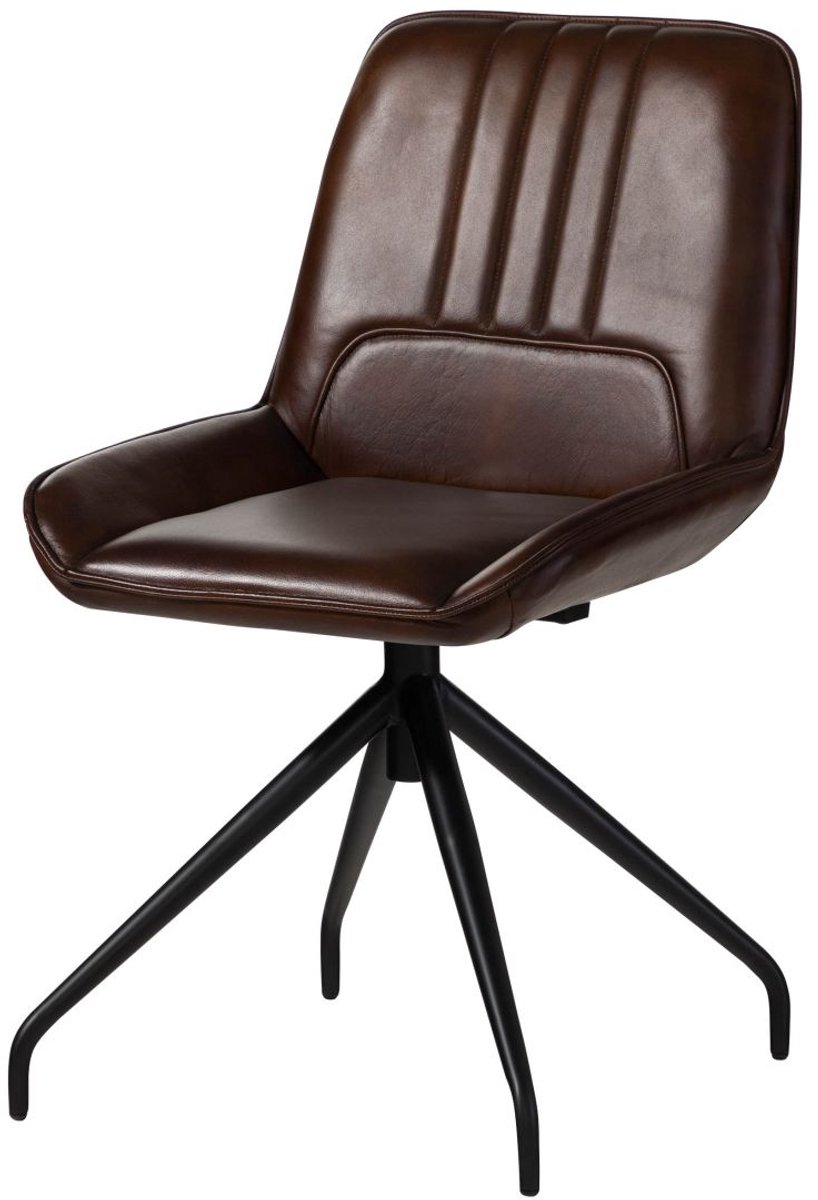 MASSIVMOEBEL24 .DE gestoffeerde stoel bruin echt leer gemonteerd IRON LABEL #110