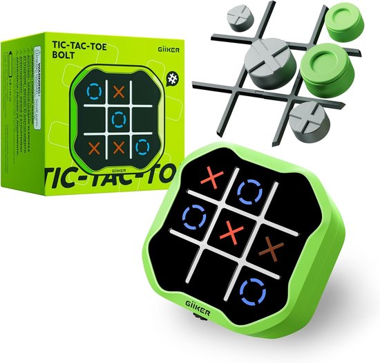 GiiKER Tic Tac Toe Bolt Game - 3-in-1 draagbare puzzelgameconsole - Draagbare reisspellen voor educatieve en geheugengroei - Fidgetspeelgoed bordspellen voor kinderen en volwassenen - Verjaardagscadeaus voor alle leeftijden