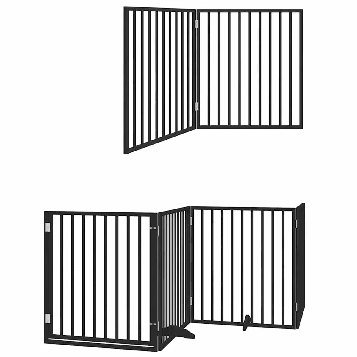 Bol.com vidaXL - Hondenhek - inklapbaar - 8 - panelen - 640 - cm - populierenhout - zwart aanbieding