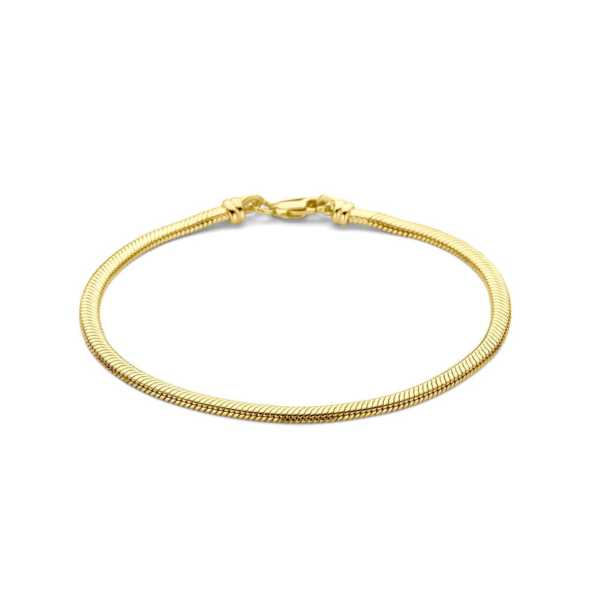 Silgold (geel met zilverkern) armband slang plat (bol) massief 3,3 mm 19 cm - 5000317