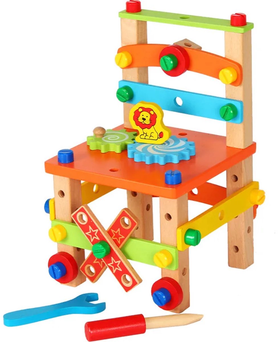Houten Schroefstoel – Constructie Speelgoed voor Kinderen 3+