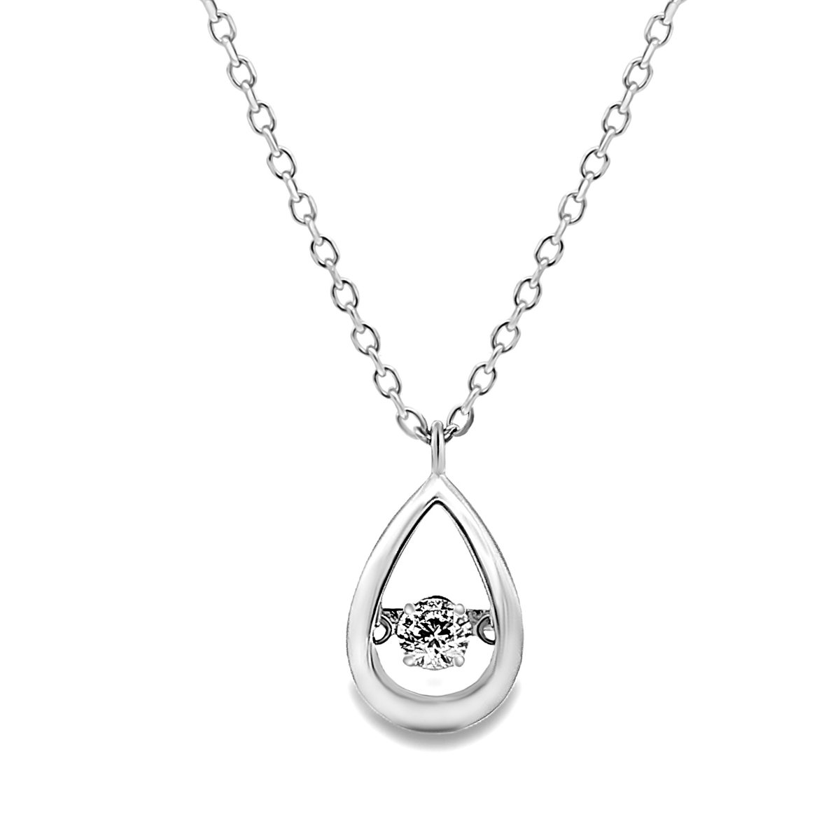 Juwelier Zwartevalk - Zilveren (gerhodineerd) druppel hanger ketting - 25.299