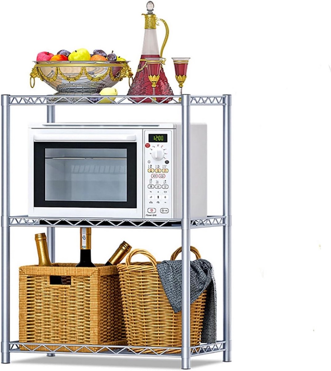 Staand Magnetronrek met 3 Etages - Keuken Organizer van Koolstofstaal