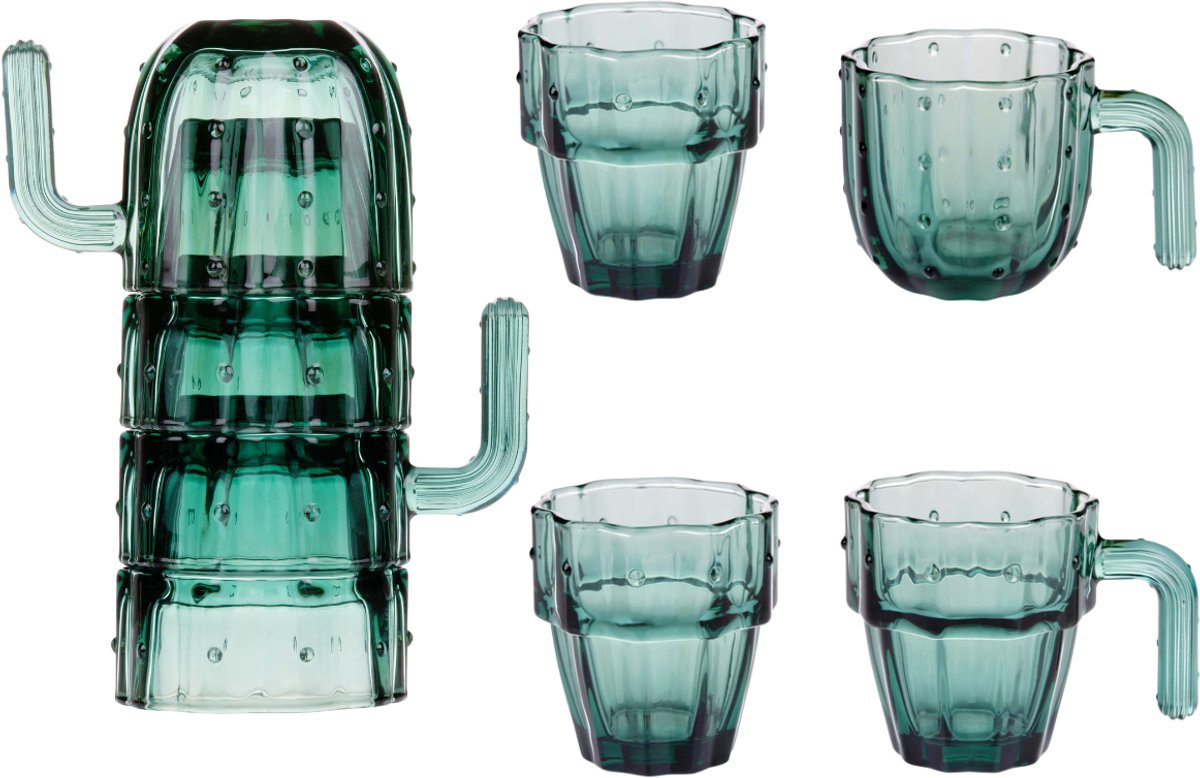 Alpina Cactus drinkglas set - 4 stuks, 240 ml, groen