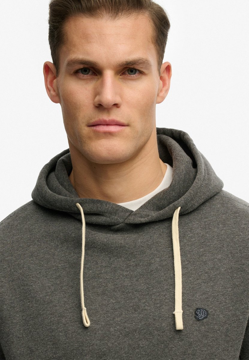 Superdry Monogram Geborduurde Hoodie Heren Hoodies Midnight Charcoal Marl